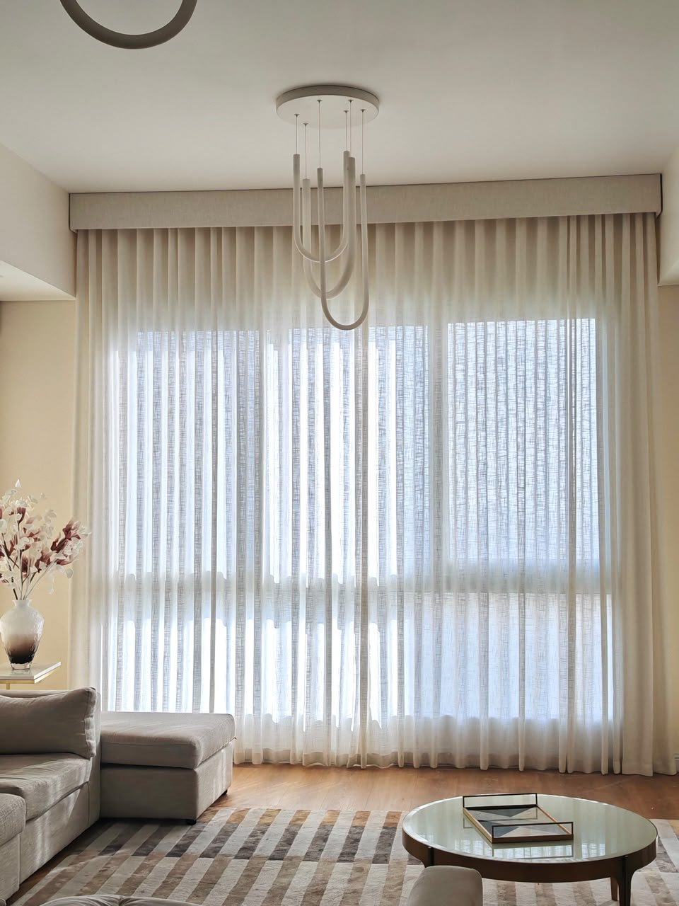 Motorized curtains living room